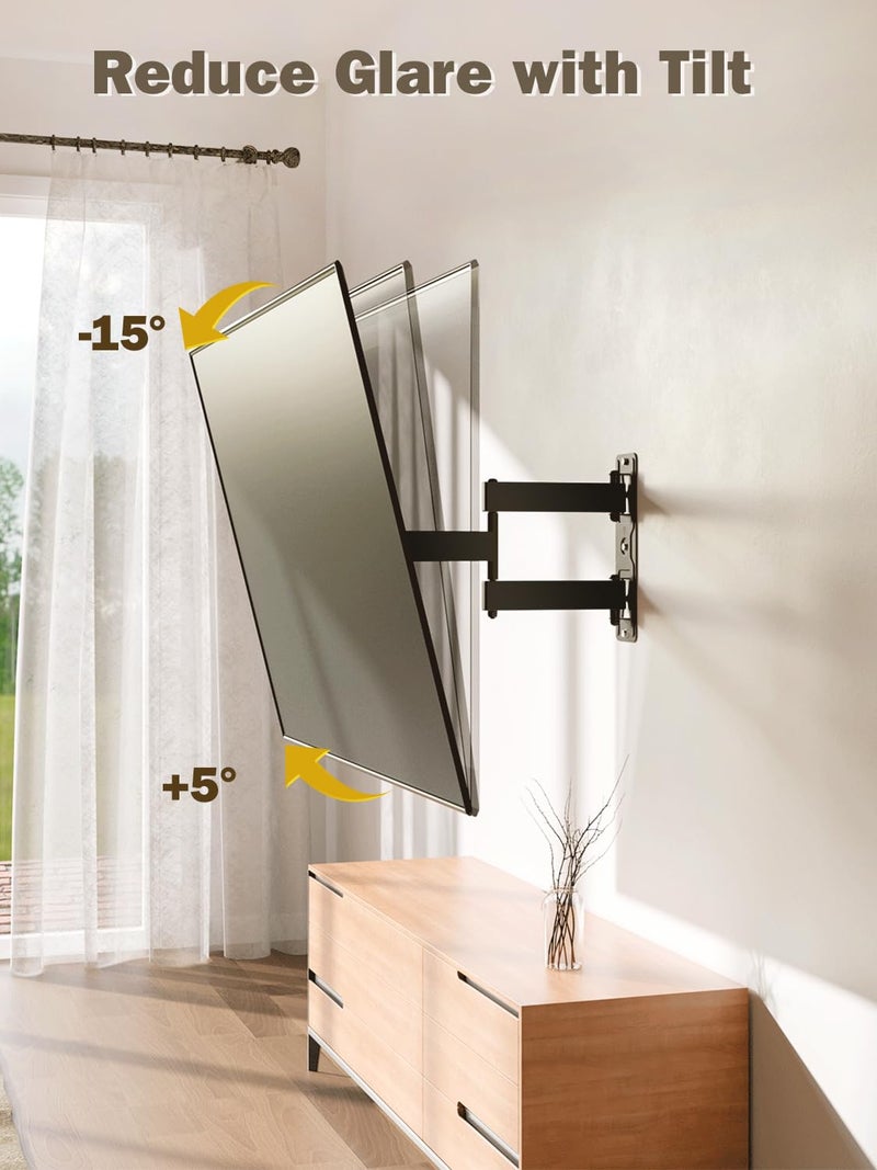 Mounting Dream UL Listed TV Wall Mount for Most 26-55 Inch TVs, Full Motion TV Mount with Perfect Center Design, Articulating Wall Mount TV Bracket Swivel and Tilt, Max VESA 400x400mm, Up to 77LBS - Image 3
